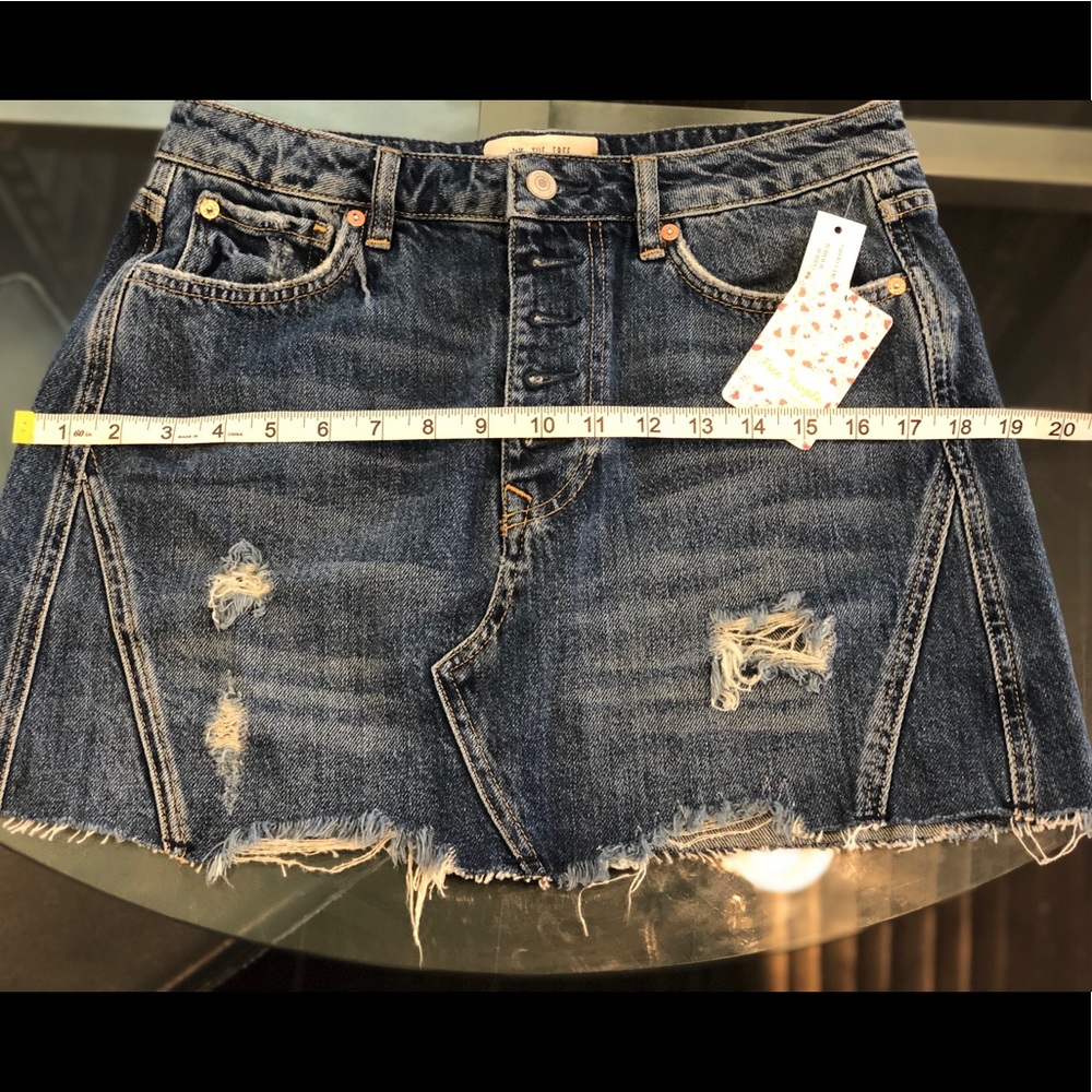 Free People Distressed A-Line Denim Miniskirt - Picture 7 of 8